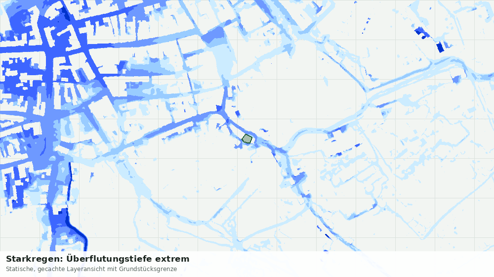 Statische Kartenansicht: Starkregen: Überflutungstiefe extrem