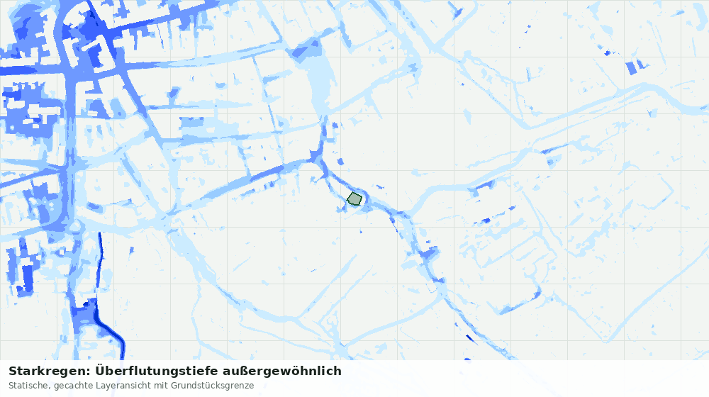 Statische Kartenansicht: Starkregen: Überflutungstiefe außergewöhnlich