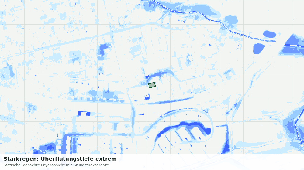 Statische Kartenansicht: Starkregen: Überflutungstiefe extrem