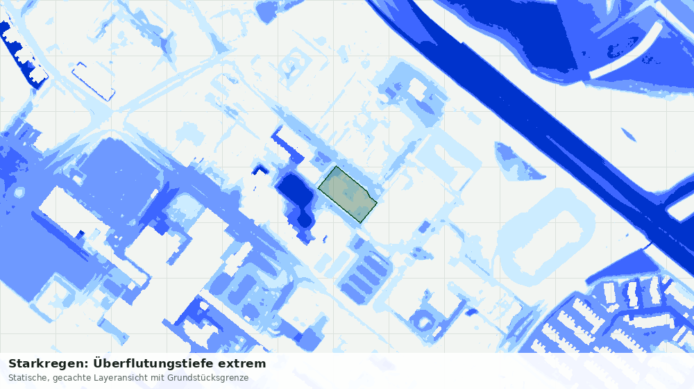 Statische Kartenansicht: Starkregen: Überflutungstiefe extrem