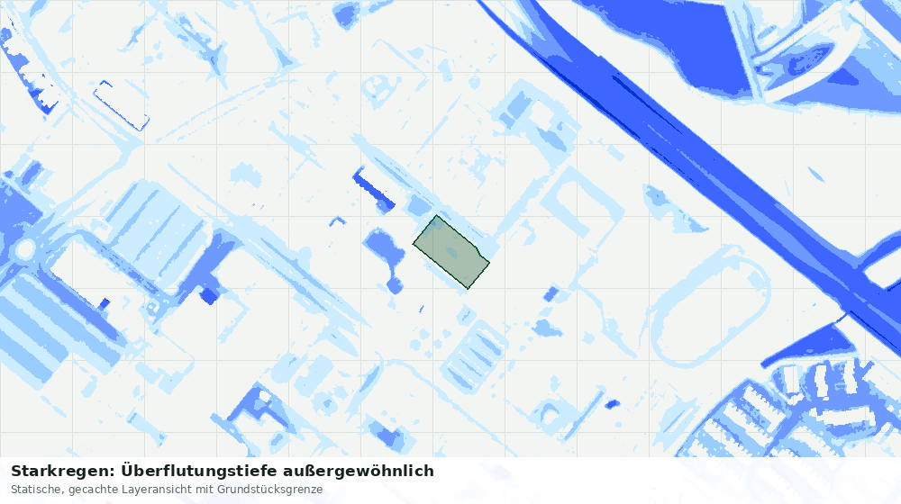 Statische Kartenansicht: Starkregen: Überflutungstiefe außergewöhnlich