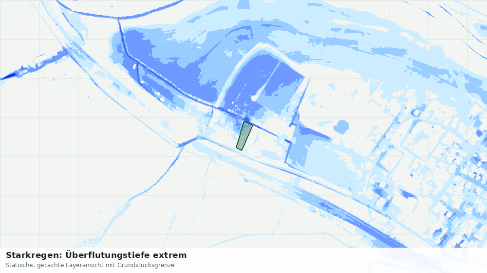 Statische Kartenansicht: Starkregen: Überflutungstiefe extrem