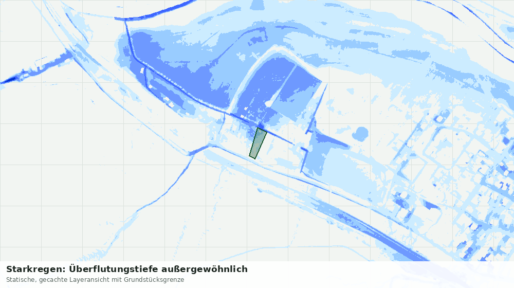 Statische Kartenansicht: Starkregen: Überflutungstiefe außergewöhnlich