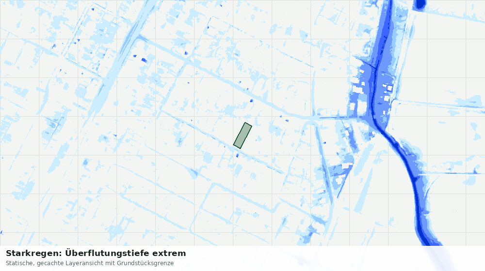 Statische Kartenansicht: Starkregen: Überflutungstiefe extrem