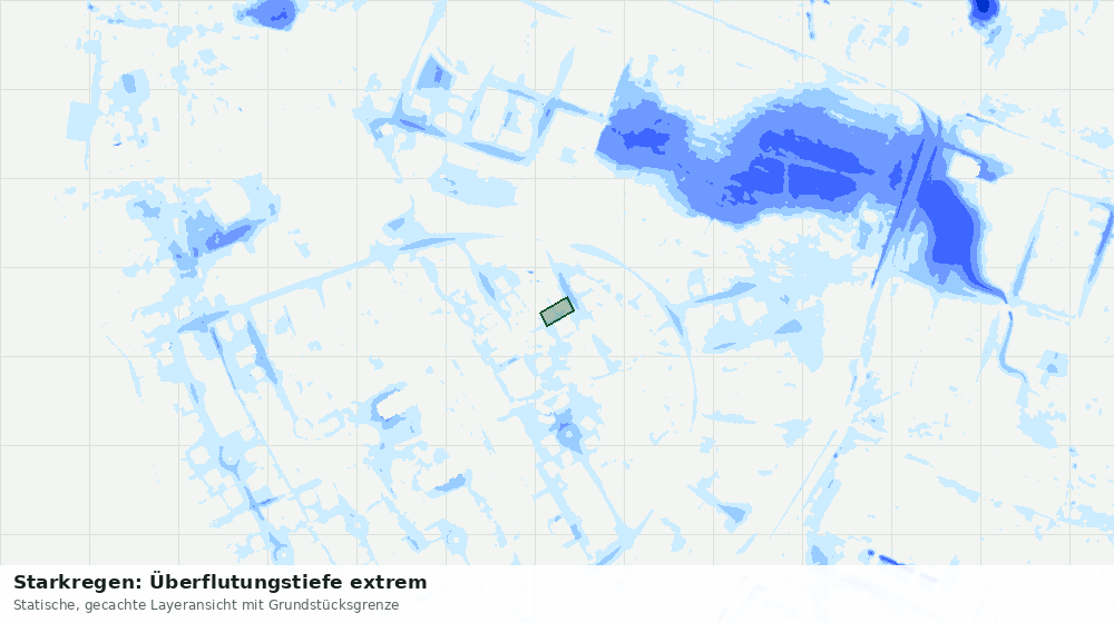 Statische Kartenansicht: Starkregen: Überflutungstiefe extrem