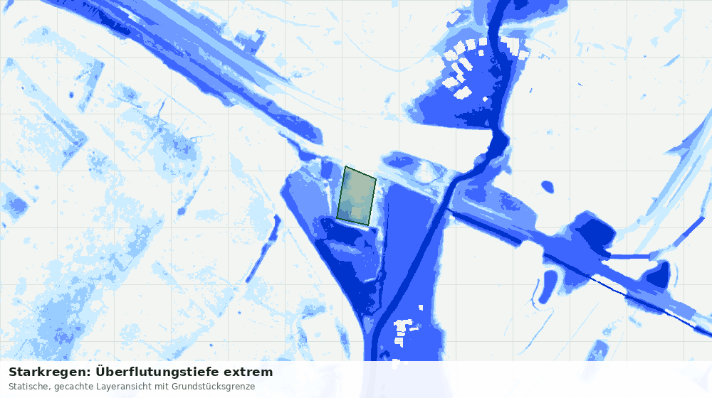 Statische Kartenansicht: Starkregen: Überflutungstiefe extrem