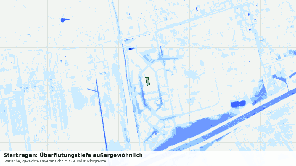 Statische Kartenansicht: Starkregen: Überflutungstiefe außergewöhnlich