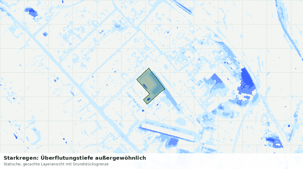 Statische Kartenansicht: Starkregen: Überflutungstiefe außergewöhnlich