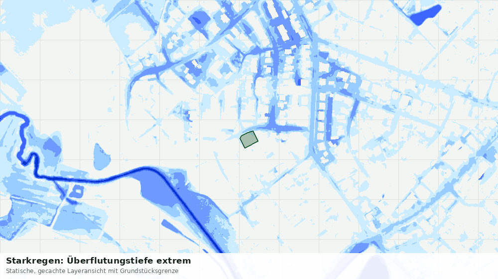 Statische Kartenansicht: Starkregen: Überflutungstiefe extrem