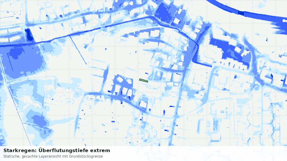 Statische Kartenansicht: Starkregen: Überflutungstiefe extrem