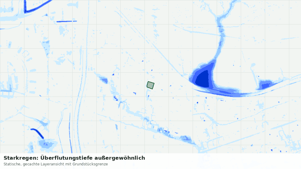 Statische Kartenansicht: Starkregen: Überflutungstiefe außergewöhnlich