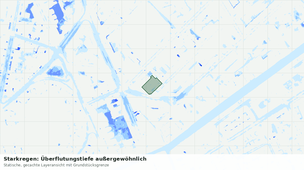 Statische Kartenansicht: Starkregen: Überflutungstiefe außergewöhnlich