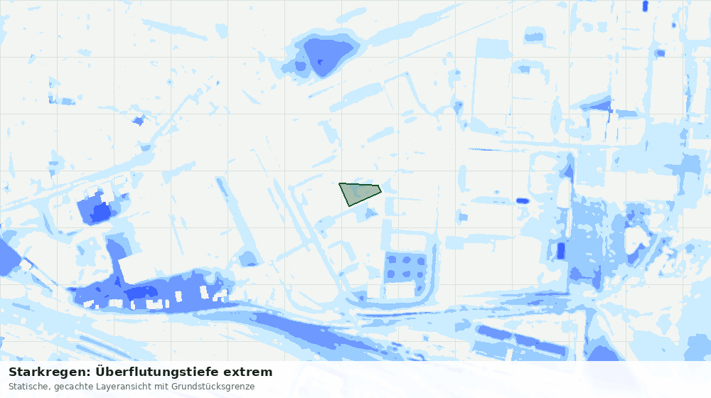 Statische Kartenansicht: Starkregen: Überflutungstiefe extrem