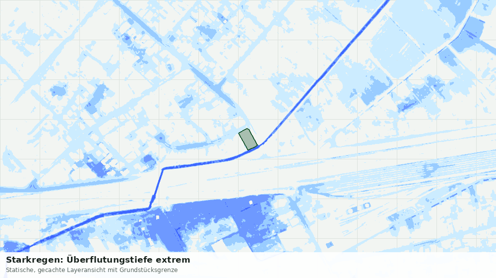 Statische Kartenansicht: Starkregen: Überflutungstiefe extrem