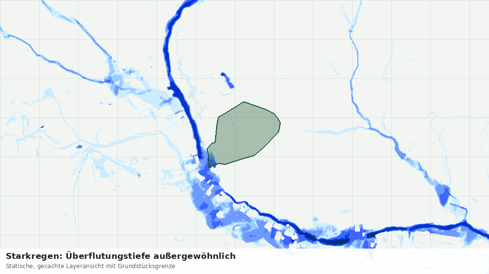 Statische Kartenansicht: Starkregen: Überflutungstiefe außergewöhnlich