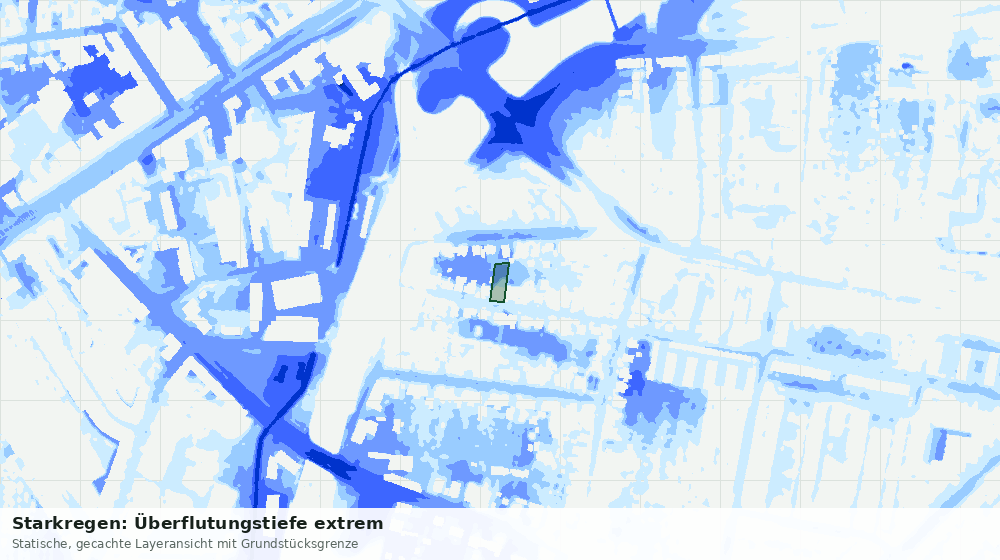 Statische Kartenansicht: Starkregen: Überflutungstiefe extrem