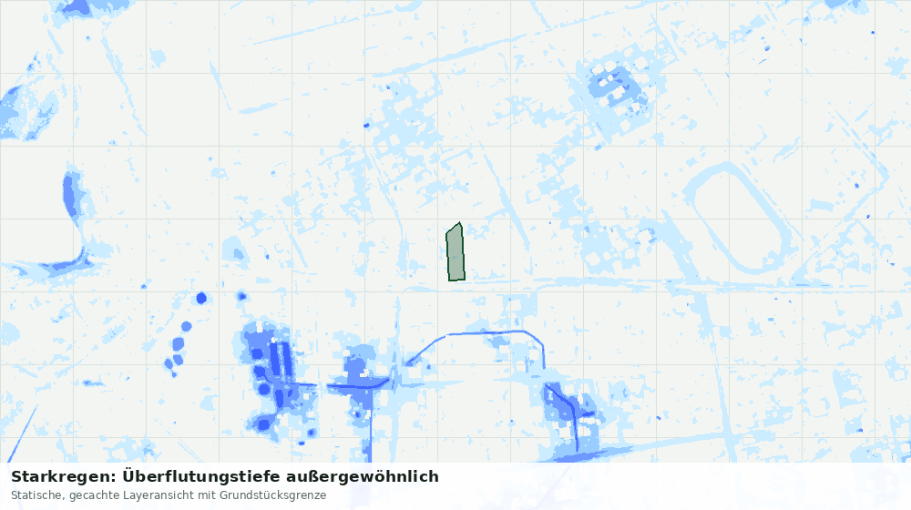 Statische Kartenansicht: Starkregen: Überflutungstiefe außergewöhnlich