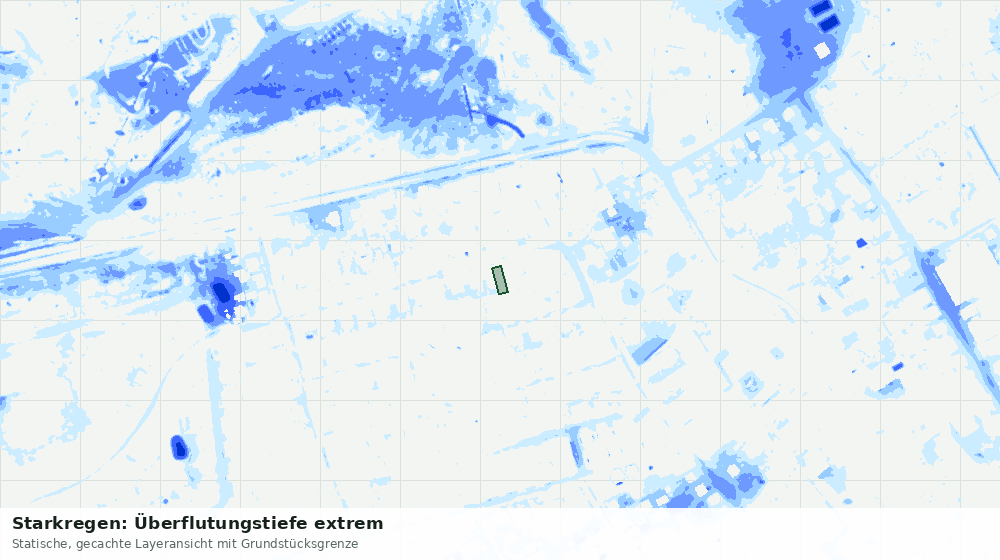 Statische Kartenansicht: Starkregen: Überflutungstiefe extrem
