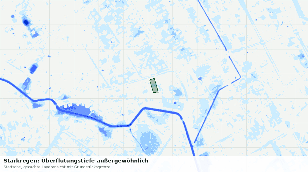 Statische Kartenansicht: Starkregen: Überflutungstiefe außergewöhnlich
