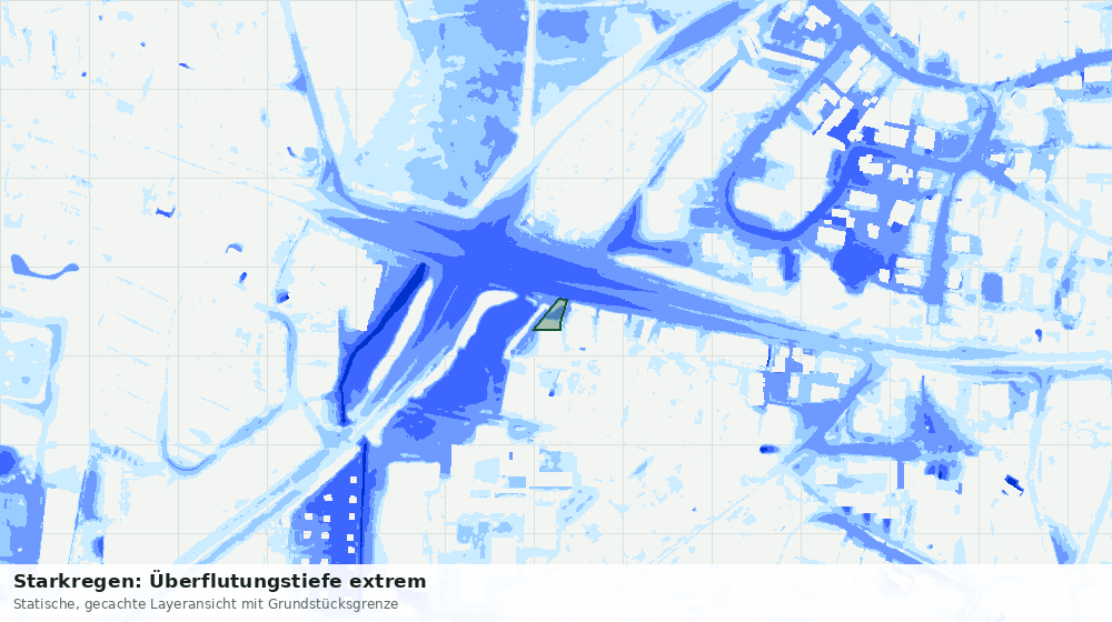 Statische Kartenansicht: Starkregen: Überflutungstiefe extrem