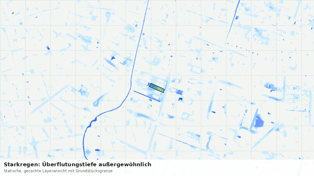 Statische Kartenansicht: Starkregen: Überflutungstiefe außergewöhnlich