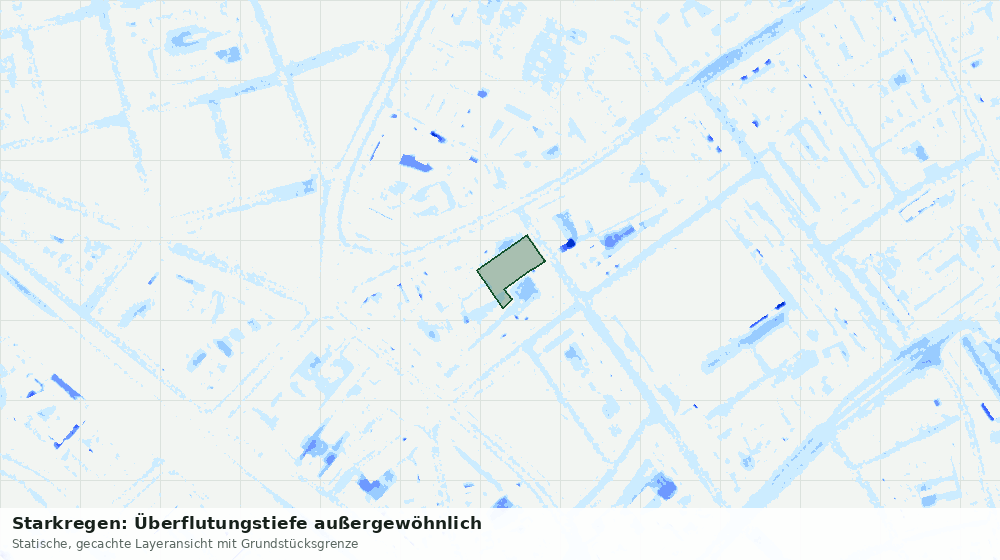 Statische Kartenansicht: Starkregen: Überflutungstiefe außergewöhnlich