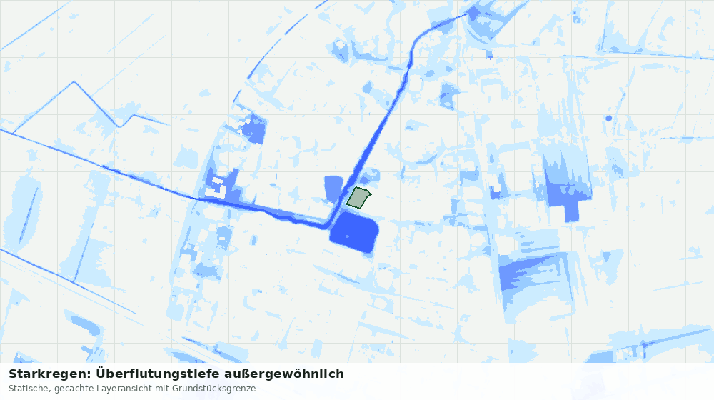Statische Kartenansicht: Starkregen: Überflutungstiefe außergewöhnlich