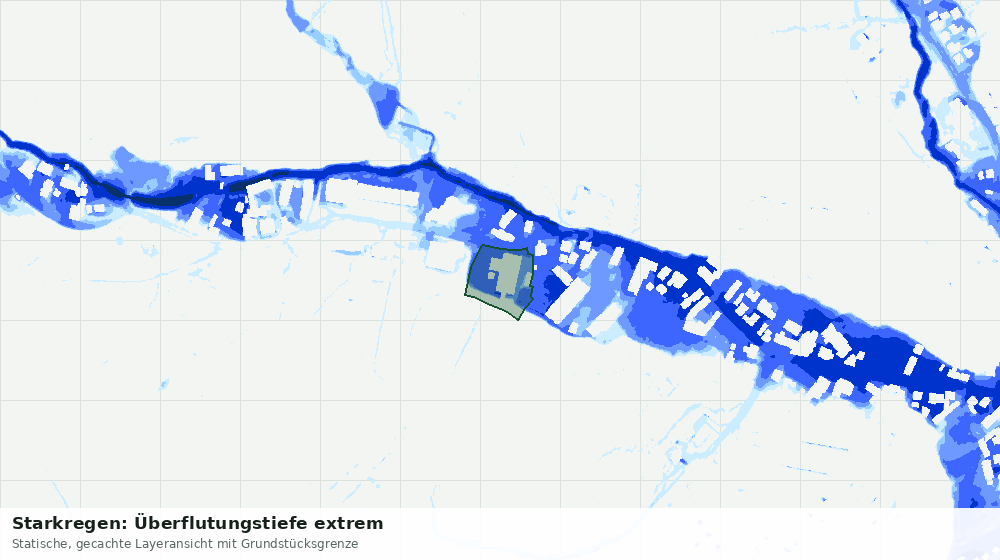 Statische Kartenansicht: Starkregen: Überflutungstiefe extrem
