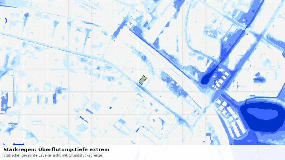 Statische Kartenansicht: Starkregen: Überflutungstiefe extrem