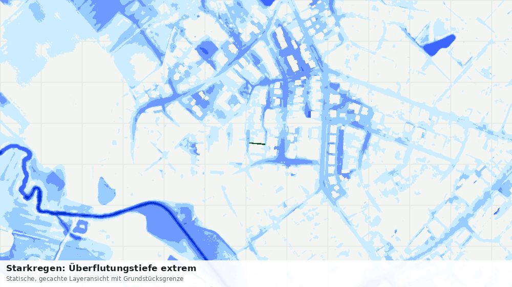 Statische Kartenansicht: Starkregen: Überflutungstiefe extrem