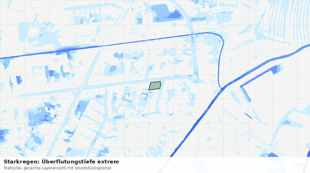 Statische Kartenansicht: Starkregen: Überflutungstiefe extrem