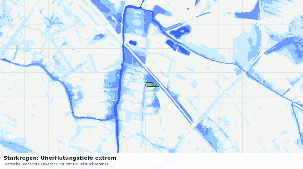 Statische Kartenansicht: Starkregen: Überflutungstiefe extrem