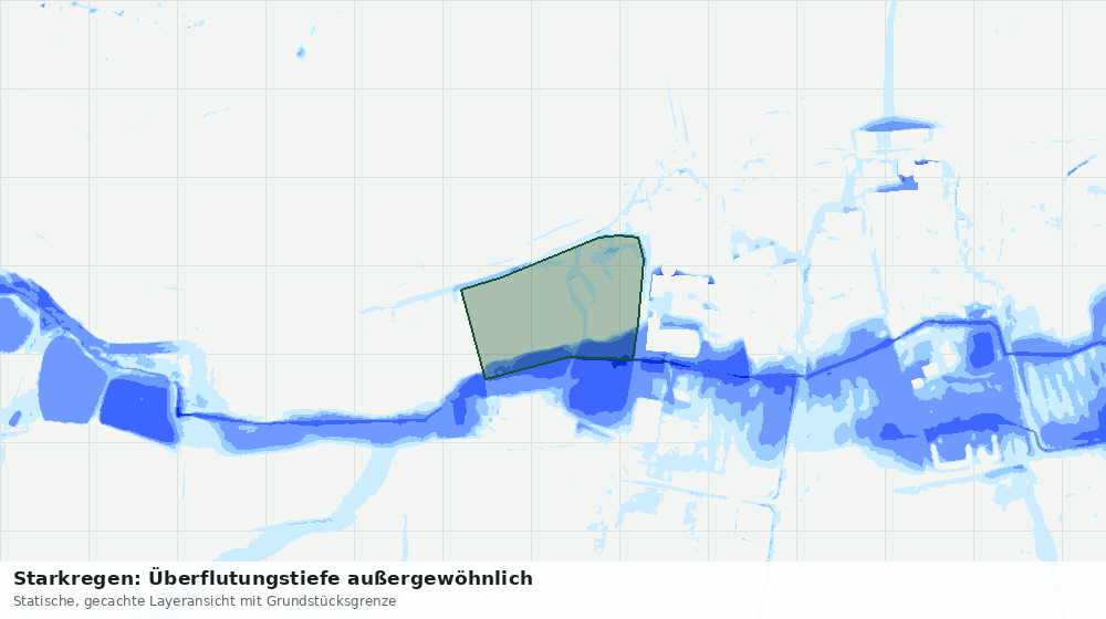 Statische Kartenansicht: Starkregen: Überflutungstiefe außergewöhnlich