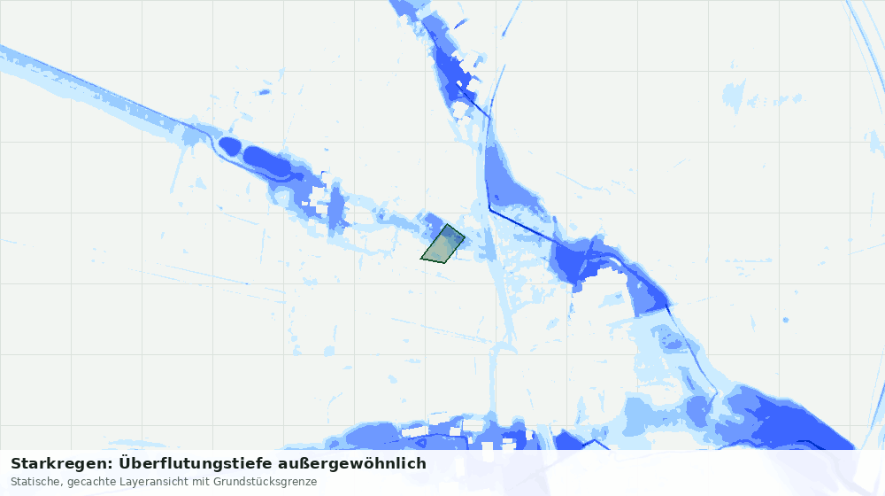 Statische Kartenansicht: Starkregen: Überflutungstiefe außergewöhnlich