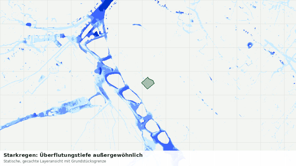 Statische Kartenansicht: Starkregen: Überflutungstiefe außergewöhnlich