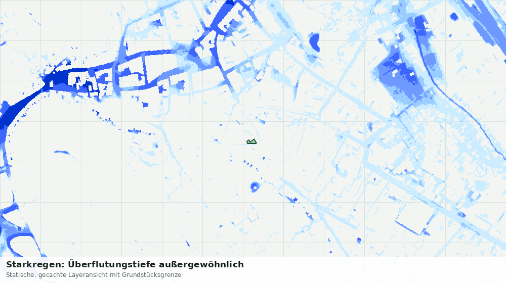 Statische Kartenansicht: Starkregen: Überflutungstiefe außergewöhnlich