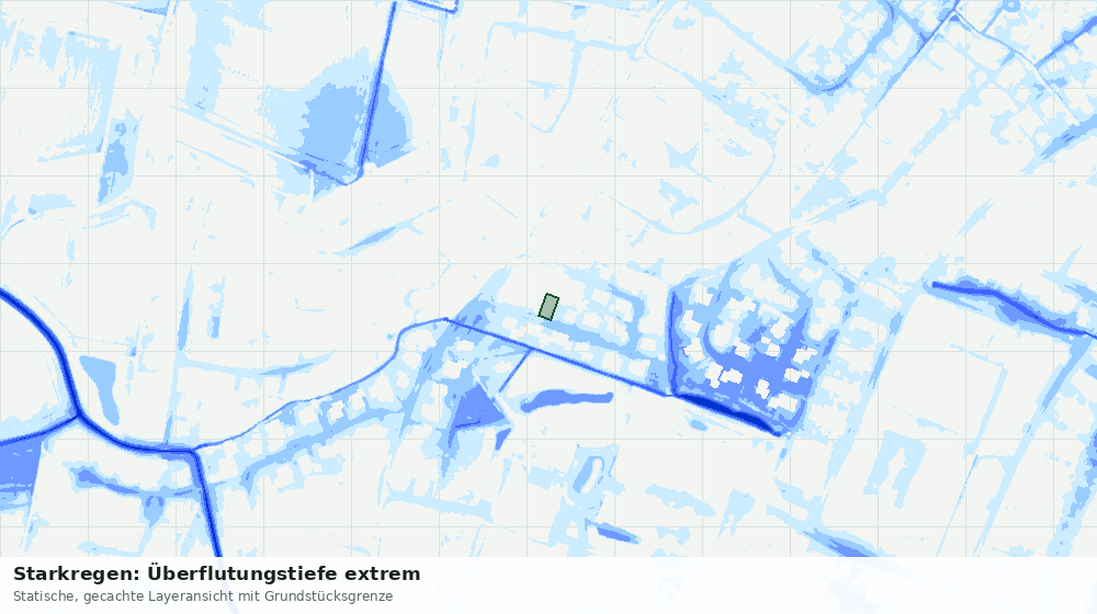 Statische Kartenansicht: Starkregen: Überflutungstiefe extrem