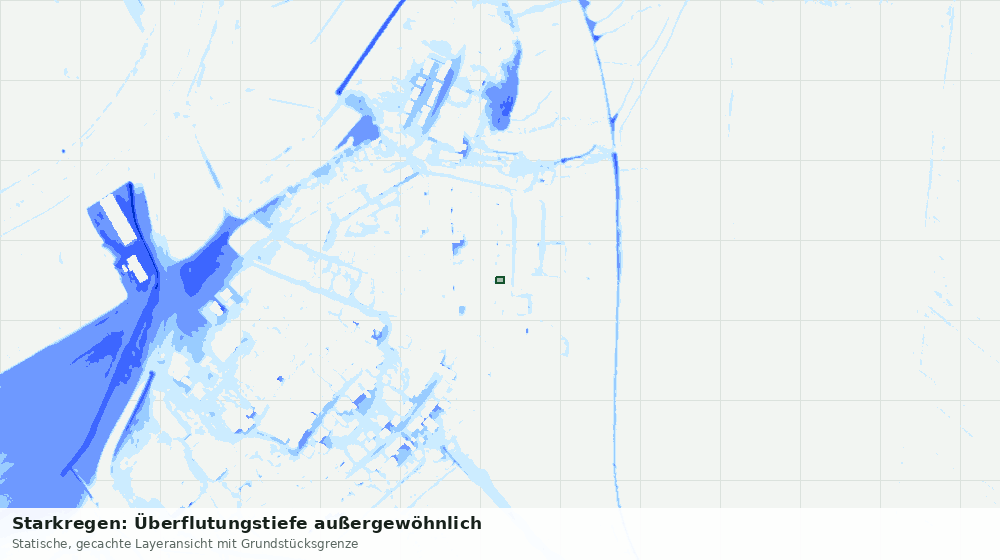 Statische Kartenansicht: Starkregen: Überflutungstiefe außergewöhnlich