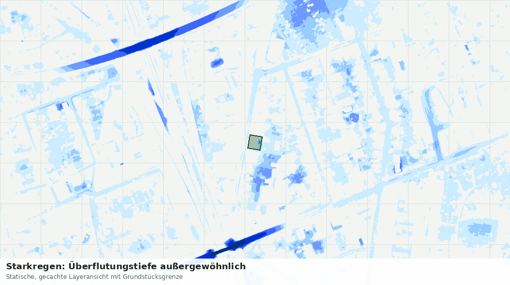 Statische Kartenansicht: Starkregen: Überflutungstiefe außergewöhnlich