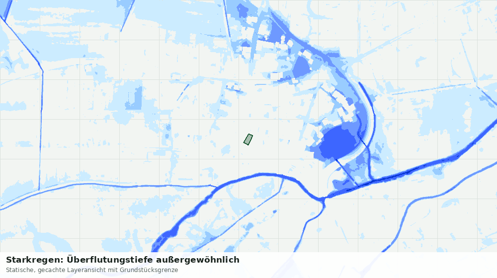 Statische Kartenansicht: Starkregen: Überflutungstiefe außergewöhnlich