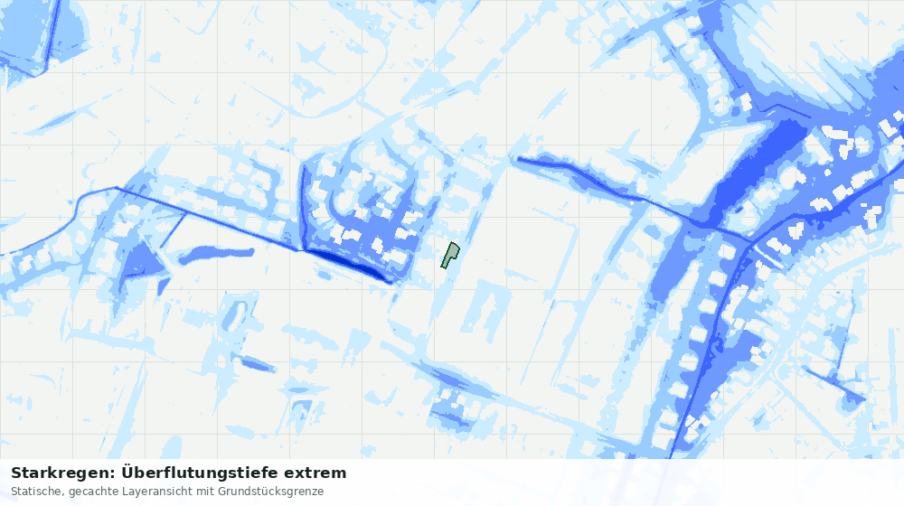 Statische Kartenansicht: Starkregen: Überflutungstiefe extrem