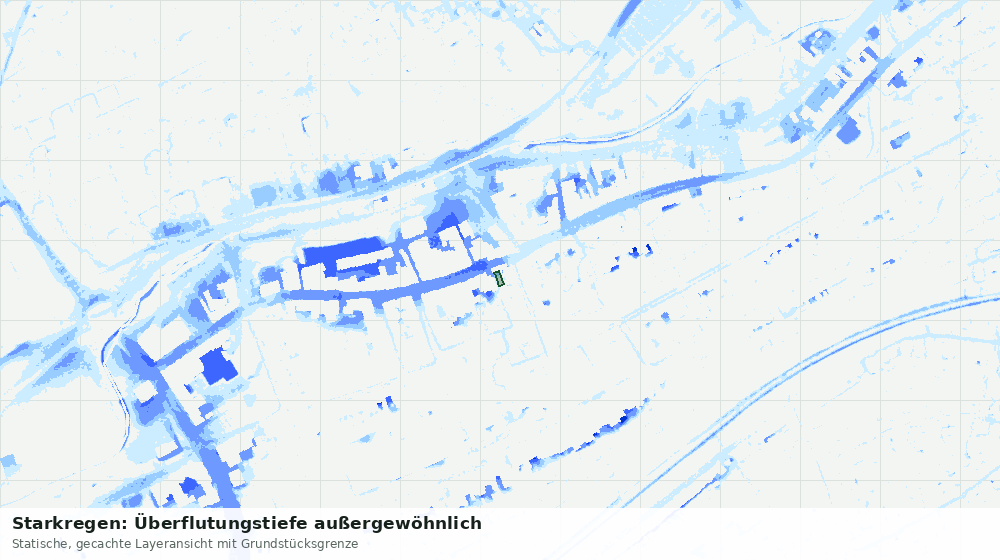 Statische Kartenansicht: Starkregen: Überflutungstiefe außergewöhnlich