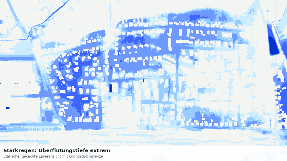 Statische Kartenansicht: Starkregen: Überflutungstiefe extrem