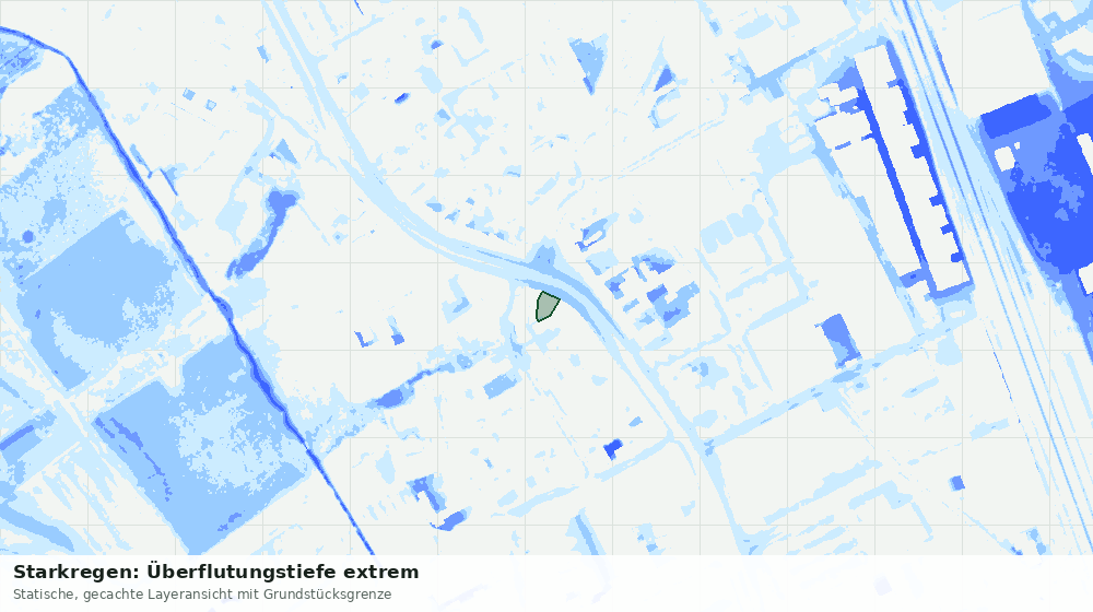 Statische Kartenansicht: Starkregen: Überflutungstiefe extrem