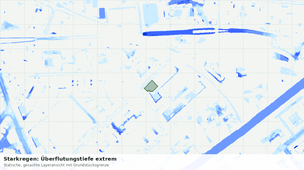 Statische Kartenansicht: Starkregen: Überflutungstiefe extrem