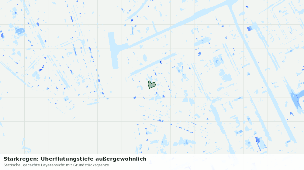 Statische Kartenansicht: Starkregen: Überflutungstiefe außergewöhnlich