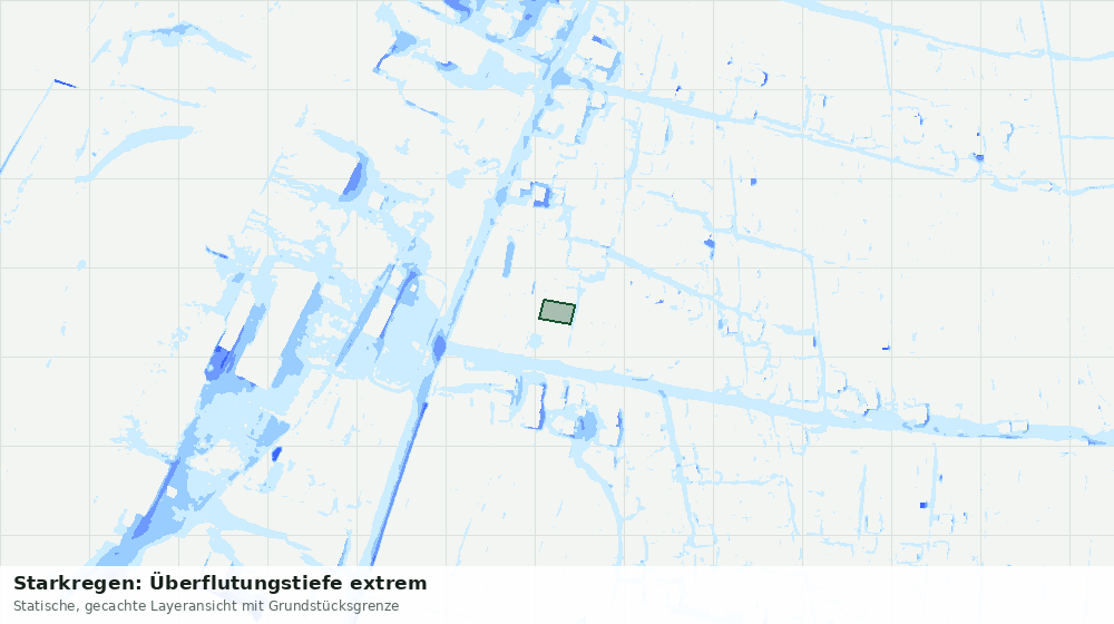 Statische Kartenansicht: Starkregen: Überflutungstiefe extrem