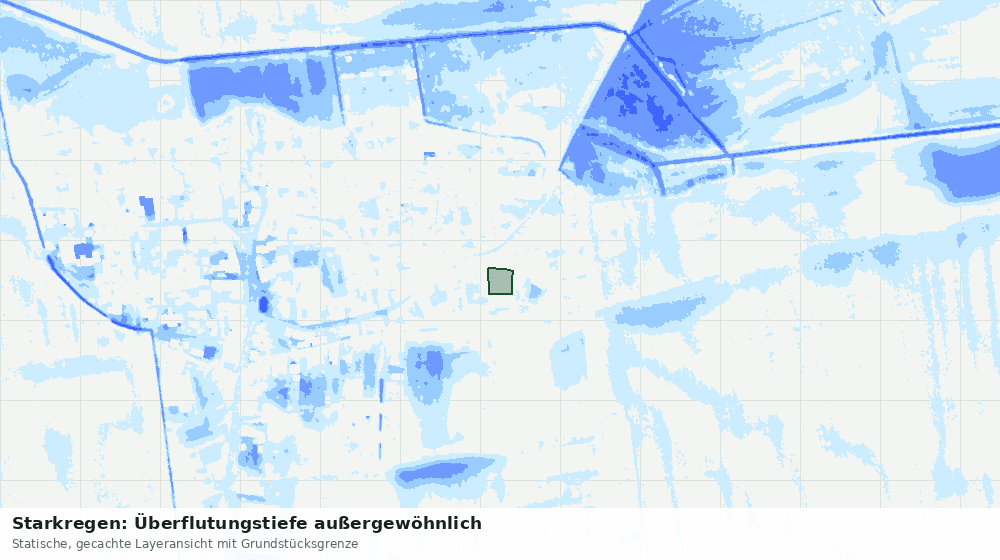 Statische Kartenansicht: Starkregen: Überflutungstiefe außergewöhnlich