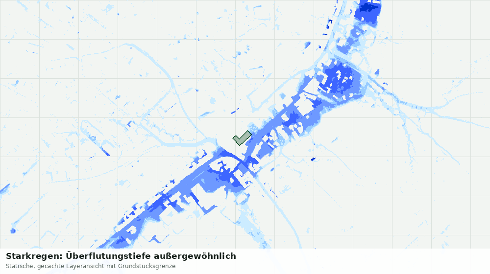 Statische Kartenansicht: Starkregen: Überflutungstiefe außergewöhnlich