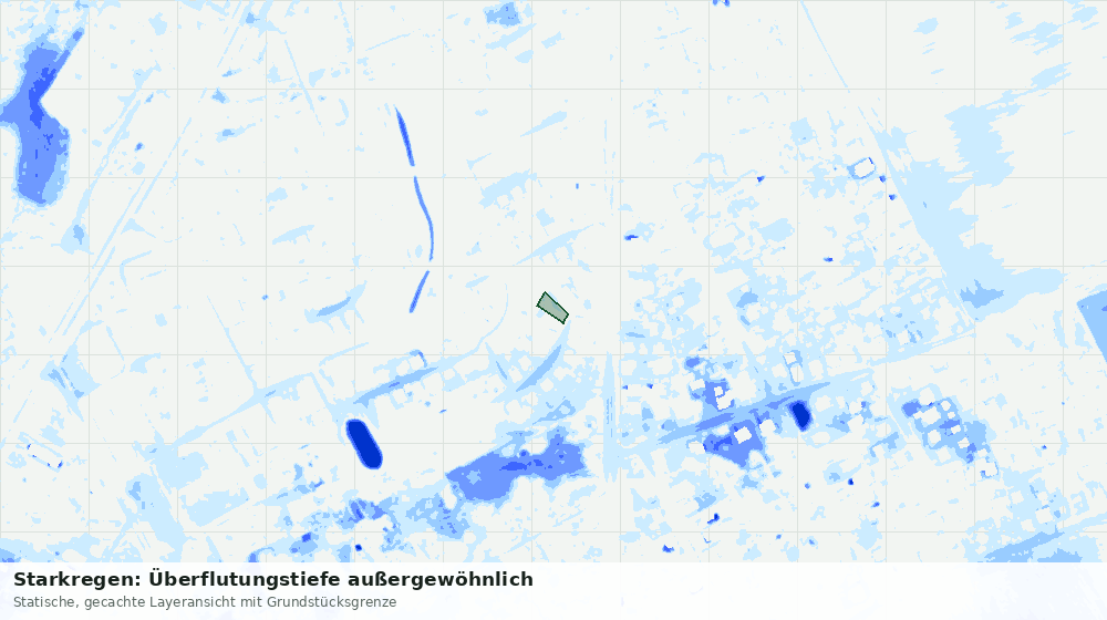 Statische Kartenansicht: Starkregen: Überflutungstiefe außergewöhnlich